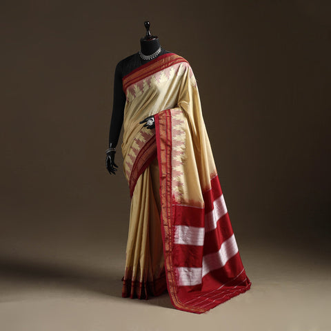 Mercerized cotton gadwal ilkal saree with temple zari