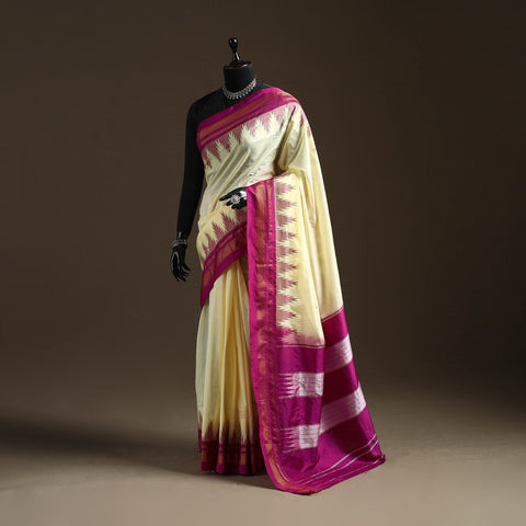Mercerized cotton gadwal ilkal saree with temple zari