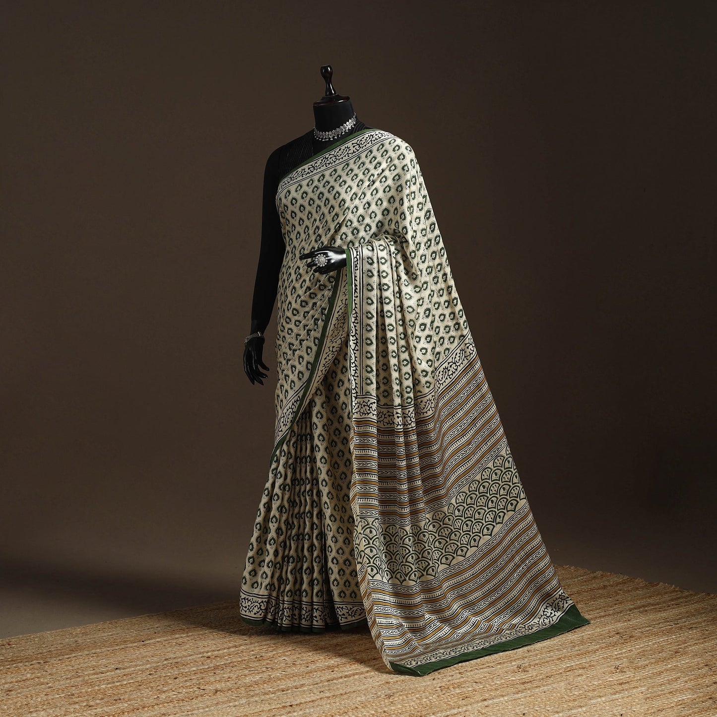 Modal silk hand bagru saree 35 - handcrafted