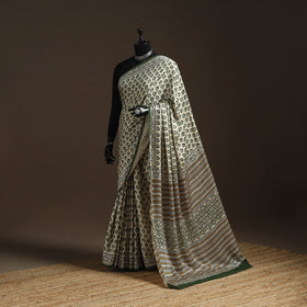 Modal silk hand bagru saree 35 - handcrafted