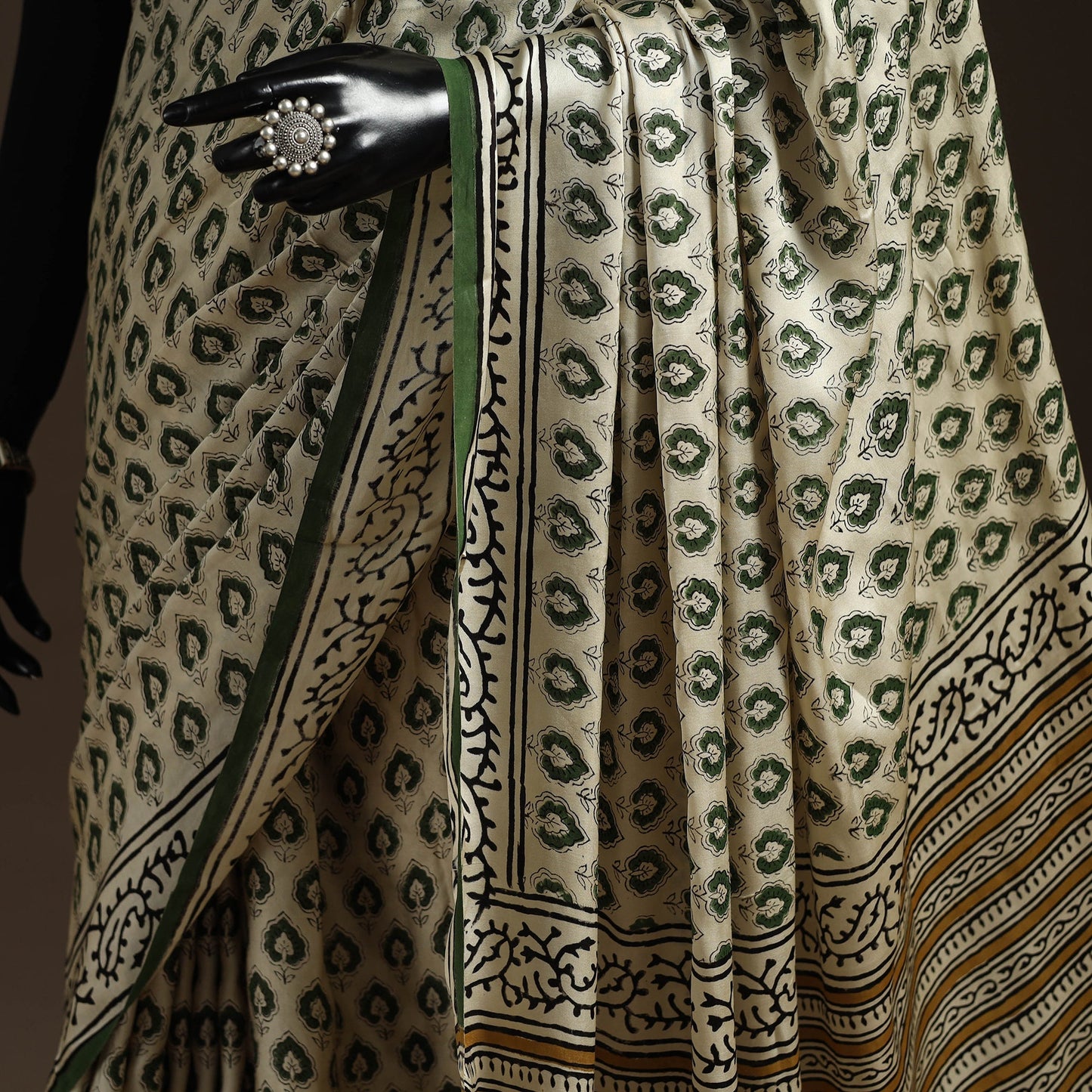 Modal silk hand bagru saree 35 - handcrafted