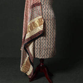 Modal silk hand block bagru print 2pc unstitched dress