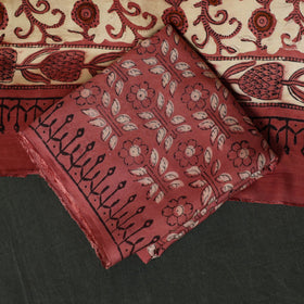 Modal silk hand block bagru print 3pc unstitched dress