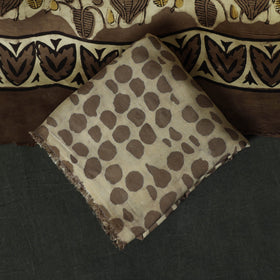 Modal silk hand block bagru print 3pc unstitched dress