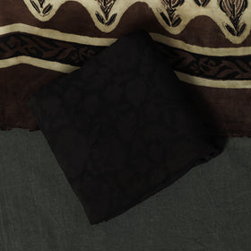 Modal silk hand block bagru print 3pc unstitched dress