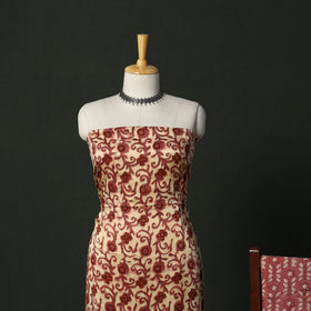 Modal silk hand block bagru print 3pc unstitched dress