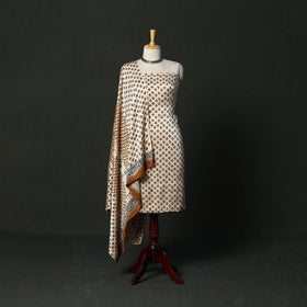 Modal silk hand block bagru print 3pc unstitched dress