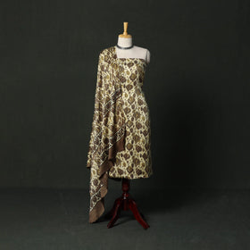 Modal silk hand block bagru print 3pc unstitched dress