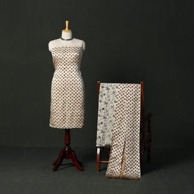Modal silk hand block bagru print 3pc unstitched dress