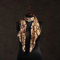 Beige Block Print Modal Silk Pendant Necklace Scarf