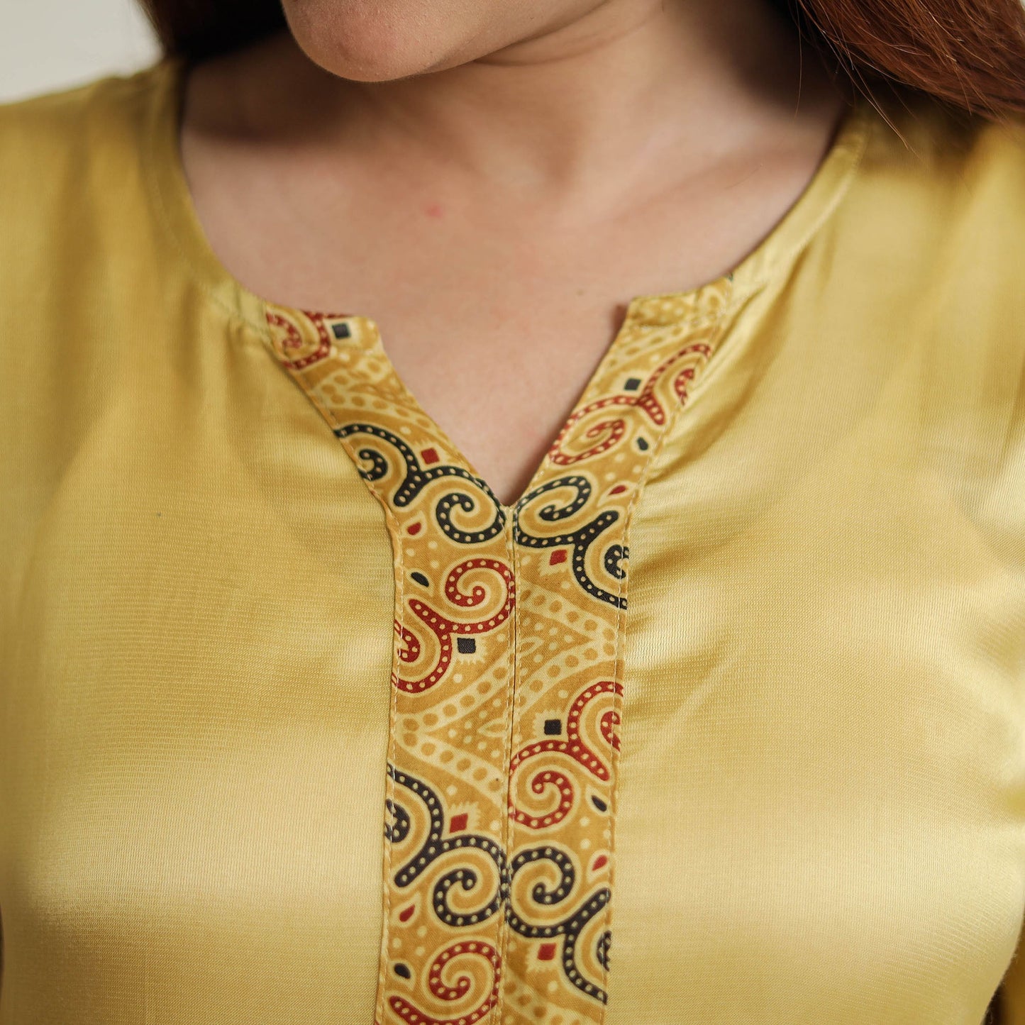 Beige - modal silk plain long straight kurta 34