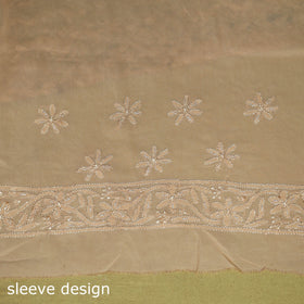 Beige - mukaish hand embroidered georgette heavy beadwork