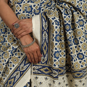 Multicolor - Mul Cotton Block Print Ajrakh Saree 06