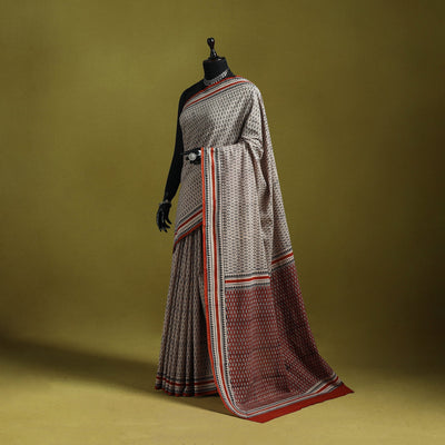 Mul cotton hand bagru saree 06 - handcrafted