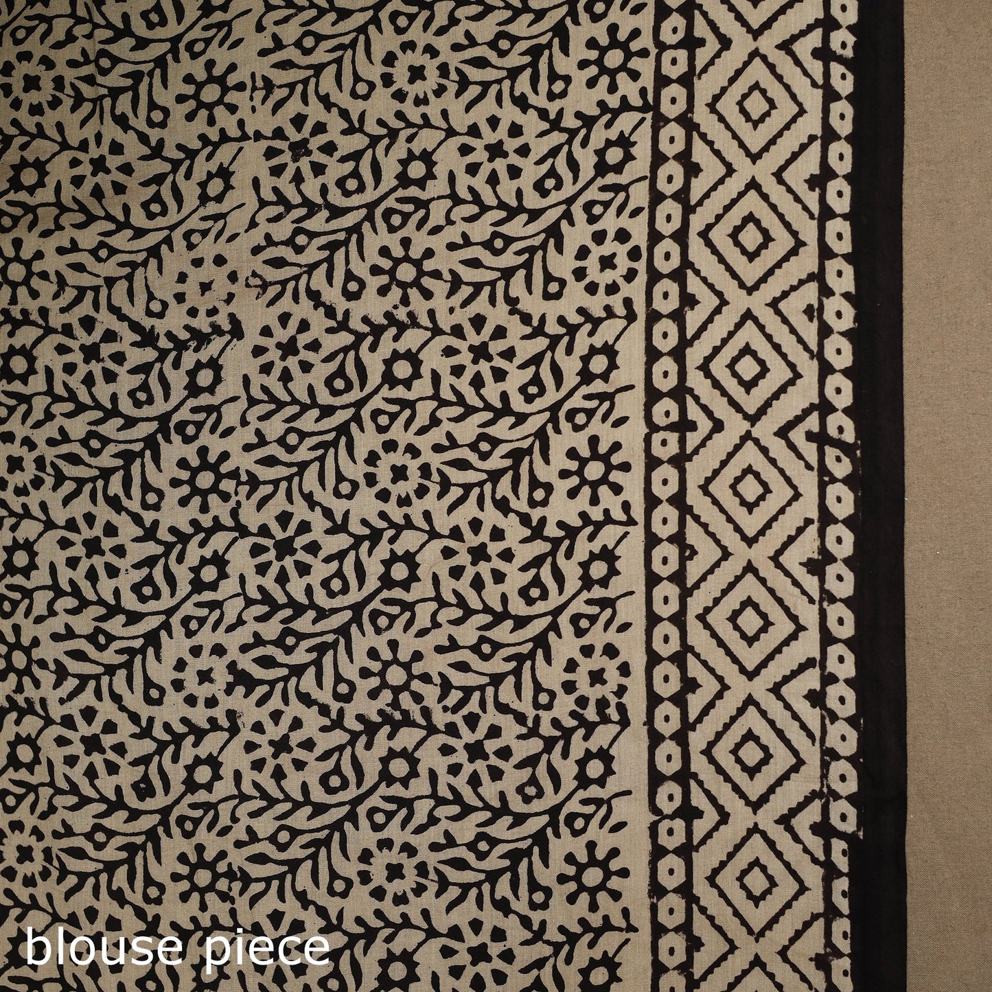 Beige - mul cotton hand bagru saree 11 - handcrafted