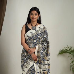 Beige - mul cotton saree 04 - handcrafted