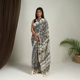 Beige - mul cotton saree 04 - handcrafted