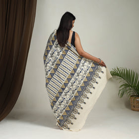 Beige - mul cotton saree 04 - handcrafted