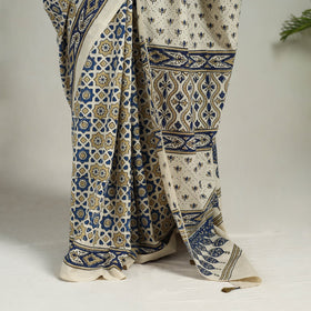 Multicolor - Mul Cotton Block Print Ajrakh Saree 06