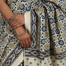 Multicolor - Mul Cotton Block Print Ajrakh Saree 06
