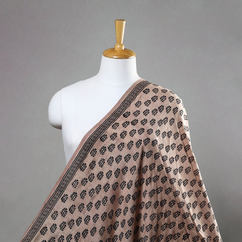  Beige Mulberry Silk Bagh Print Fabric