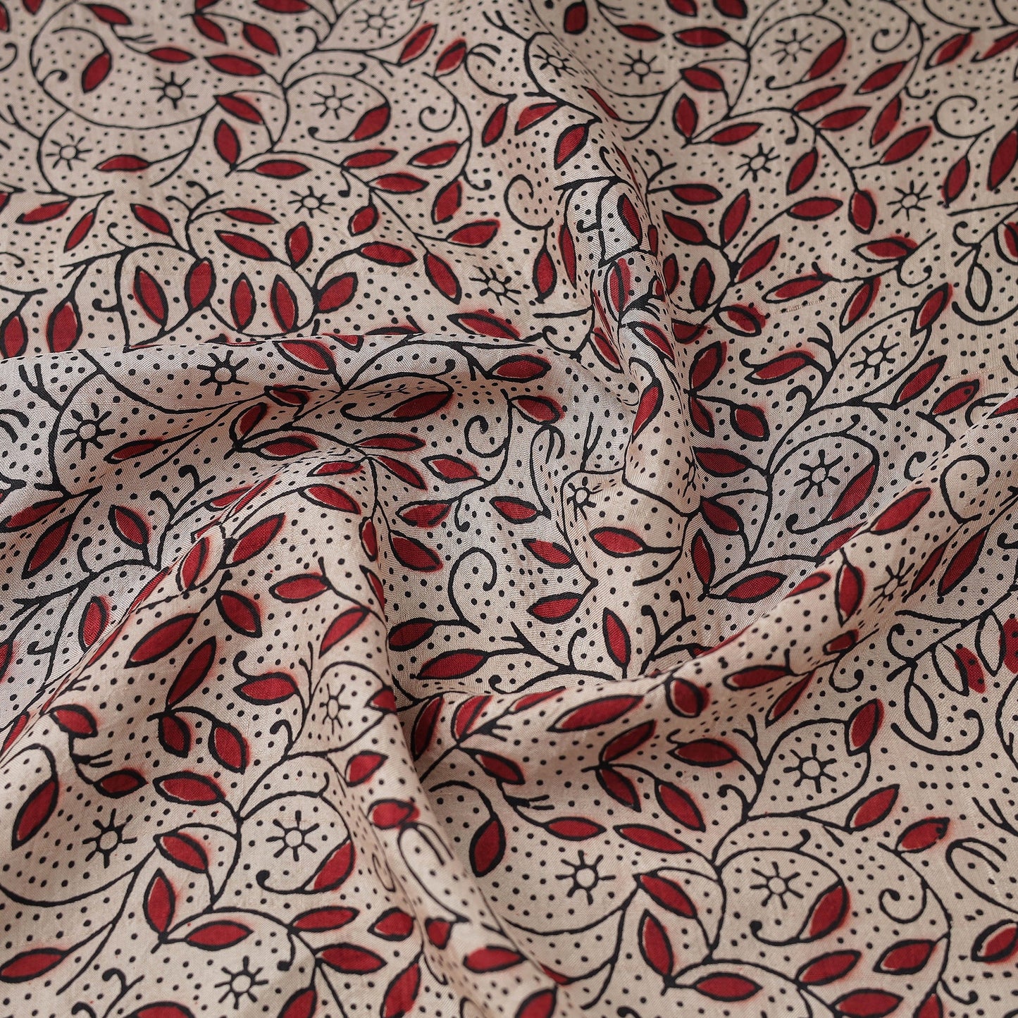 Buy Mulberry Silk Bagh Print Beige Fabric
