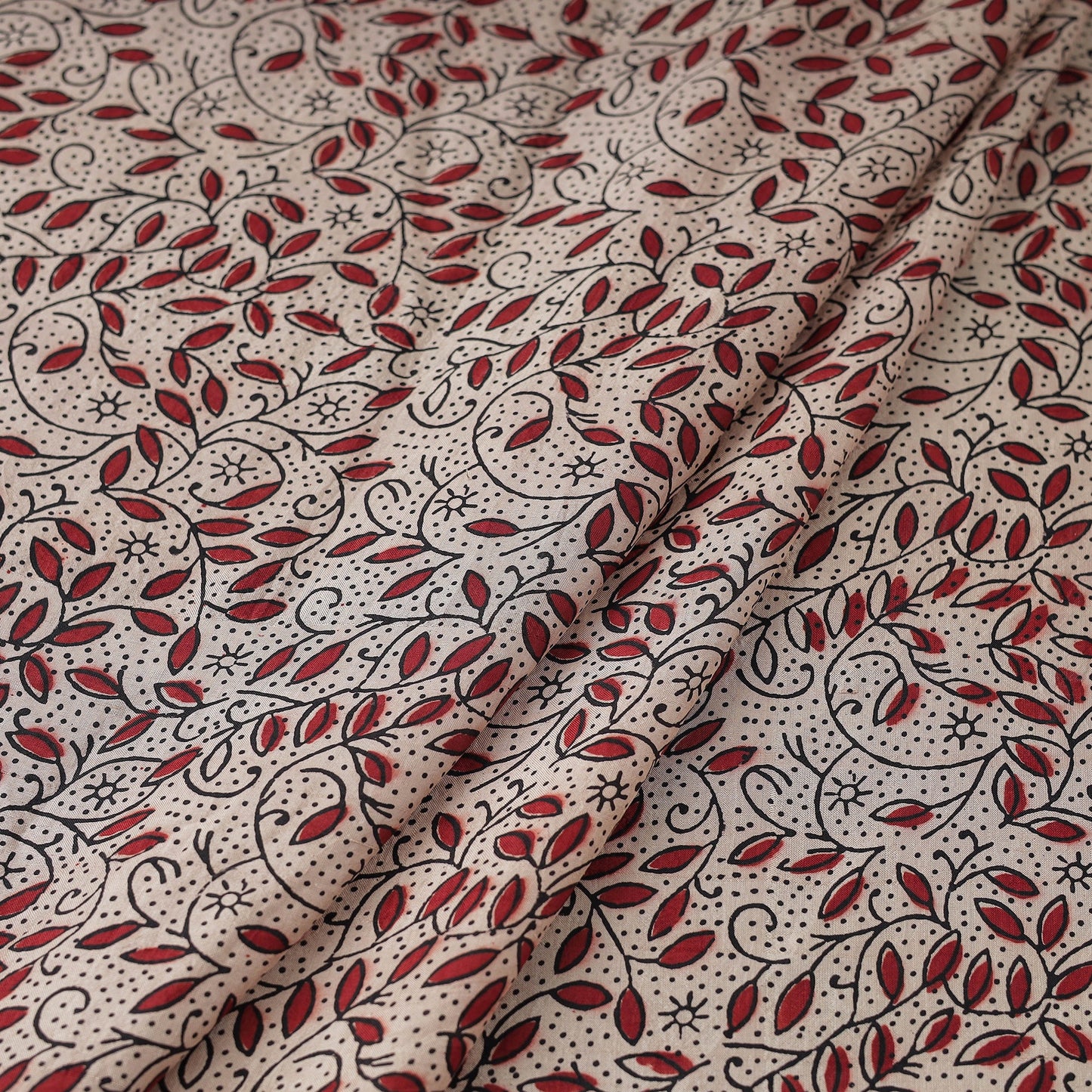 Buy Mulberry Silk Bagh Print Beige Fabric