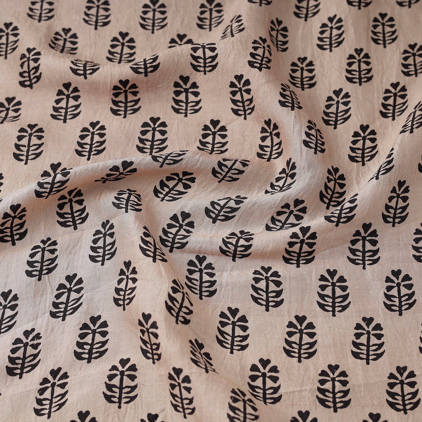  Beige Mulberry Silk Bagh Print Fabric