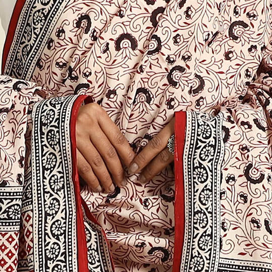  Beige Natural Dye Mul Cotton Bagh Print Dupatta
