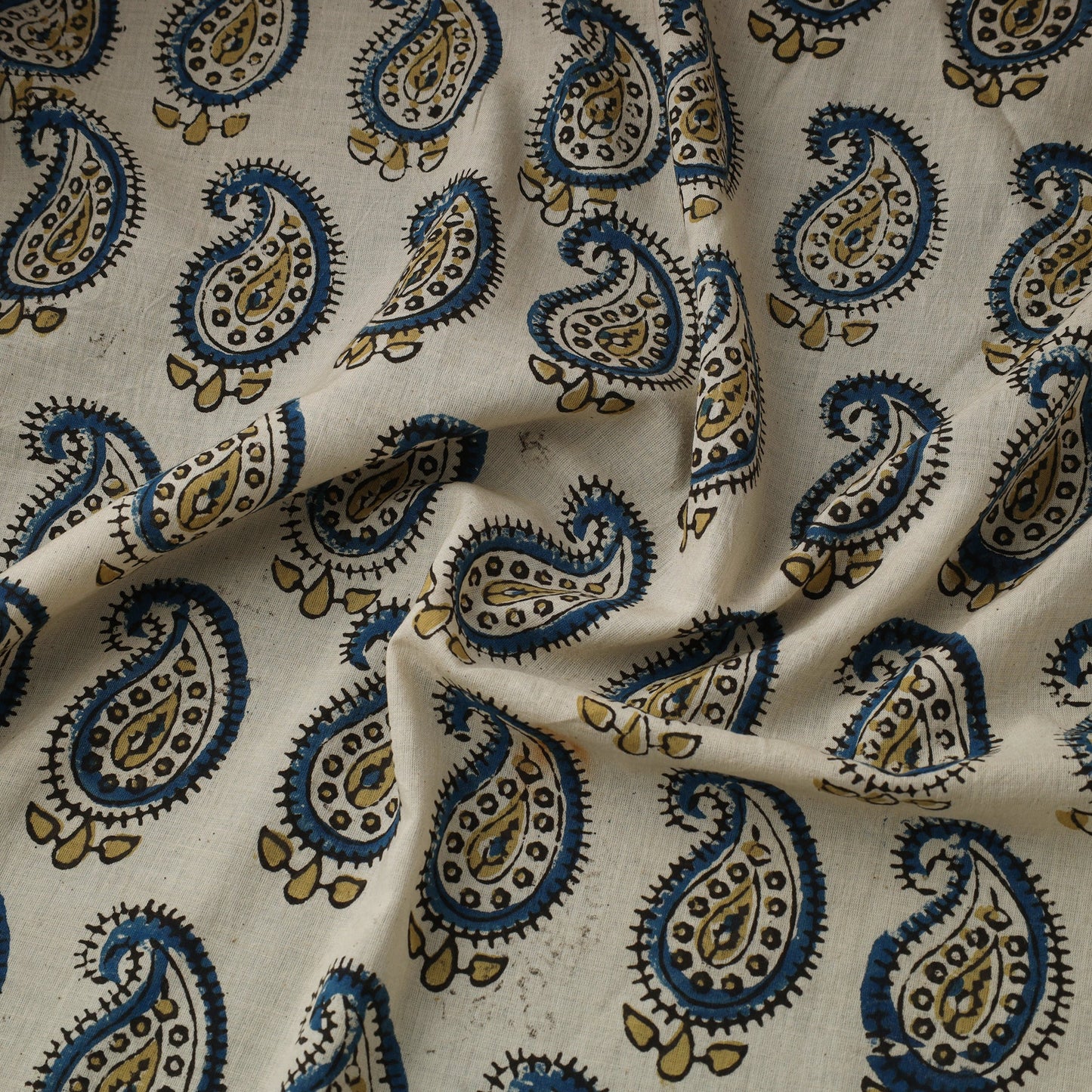 Beige Natural Dyed 3 Kaam Block Print Cotton Ajrakh Fabric
