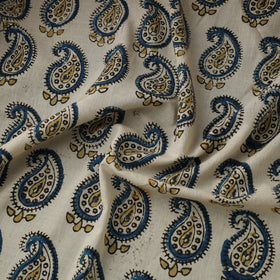 Beige Natural Dyed 3 Kaam Block Print Cotton Ajrakh Fabric