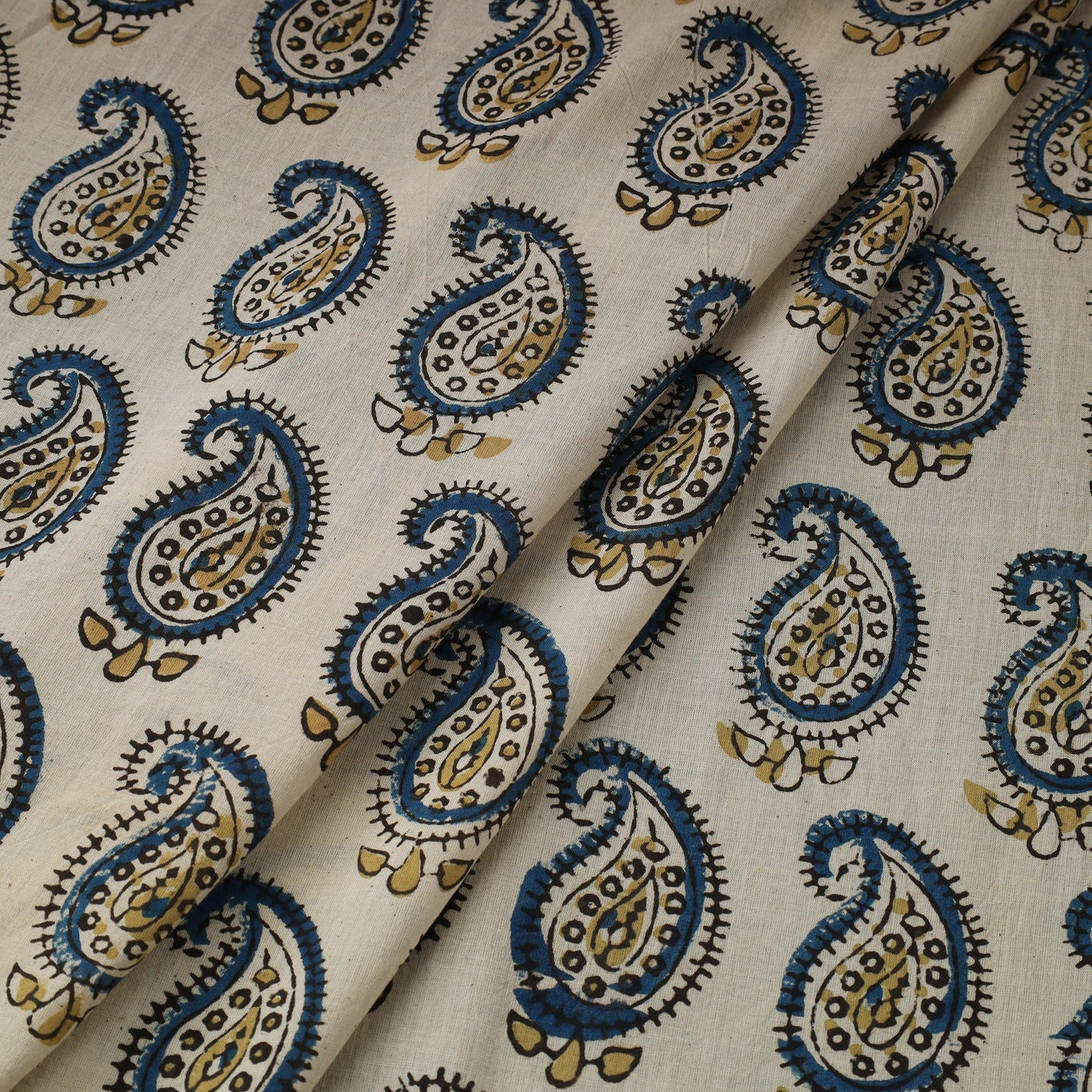 Beige Natural Dyed 3 Kaam Block Print Cotton Ajrakh Fabric