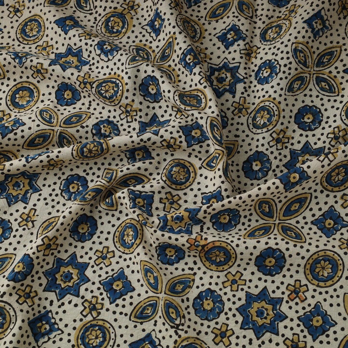 Beige - natural dyed 3 kaam cotton fabric 43 - handcrafted