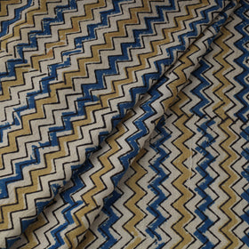 Beige Natural Dyed 3 Kaam Block Print Cotton Ajrakh Fabric