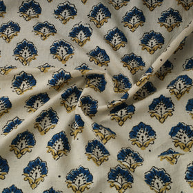 Beige Natural Dyed 3 Kaam Block Print Cotton Ajrakh Fabric