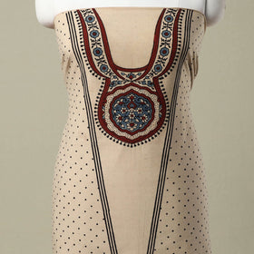 Buy Beige Natural Dyed Block Print 3pc Ajrakh Dress Material