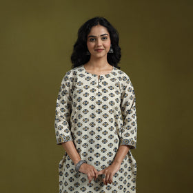 Natural dyed ajrakh hand block print cotton suit set