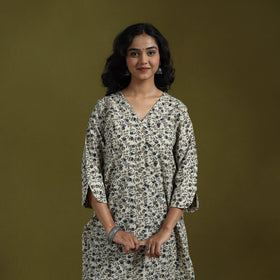Natural dyed ajrakh hand block print cotton suit set