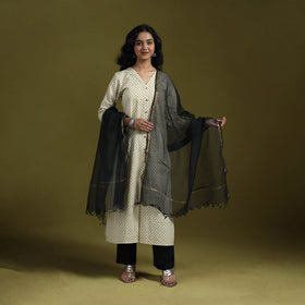 Natural dyed ajrakh hand block print cotton suit set