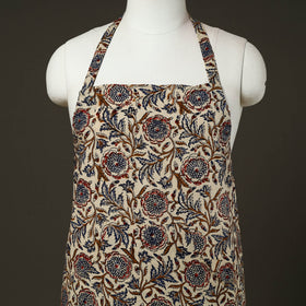 Beige - bagru cotton apron with pocket 16 - handcrafted