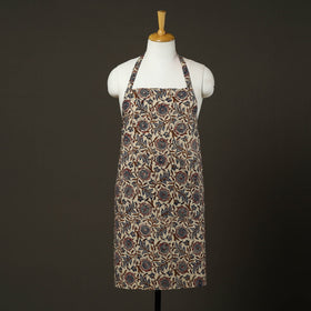 Beige - bagru cotton apron with pocket 16 - handcrafted