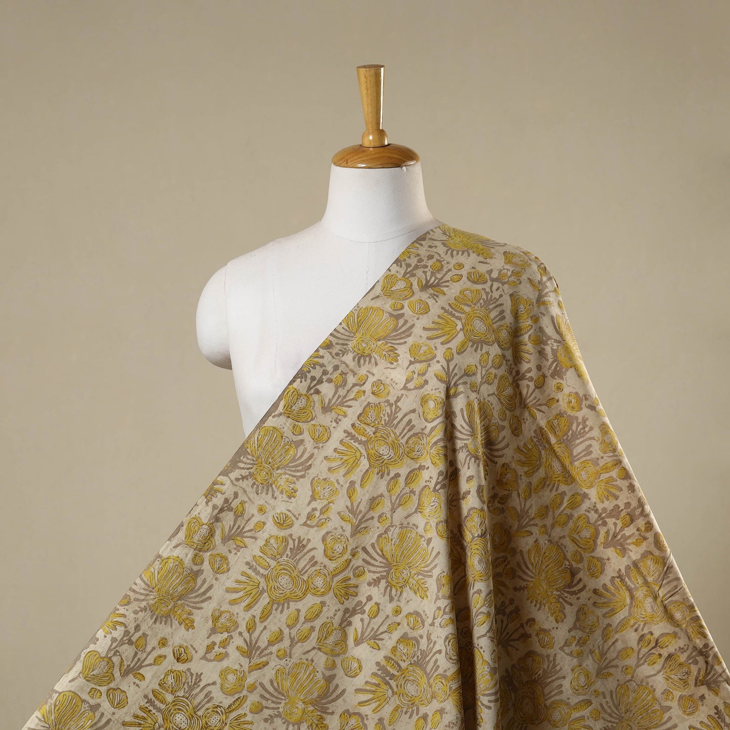 Beige - natural dyed bagru dabu fabric 18 - handcrafted