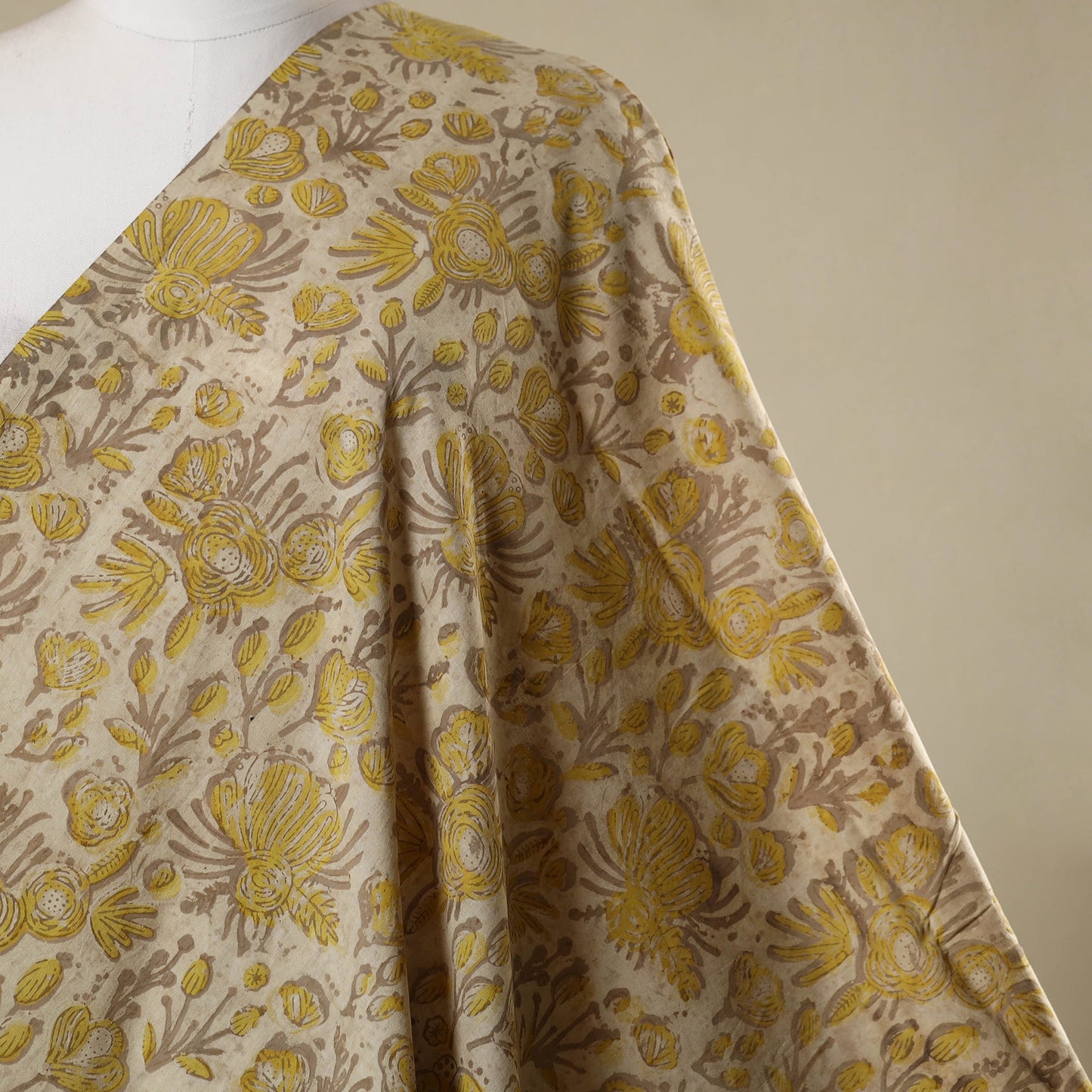 Beige - natural dyed bagru dabu fabric 18 - handcrafted