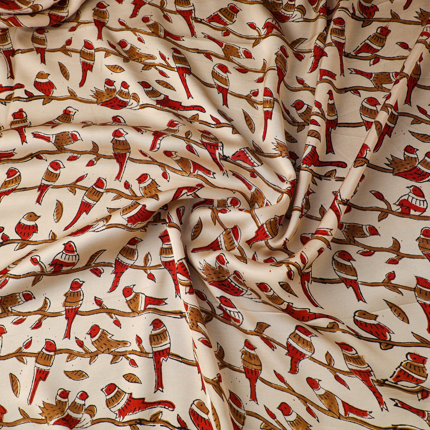 Beige - natural dyed bagru modal silk fabric 07