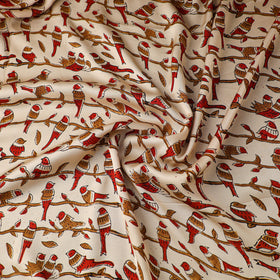 Beige - natural dyed bagru modal silk fabric 07