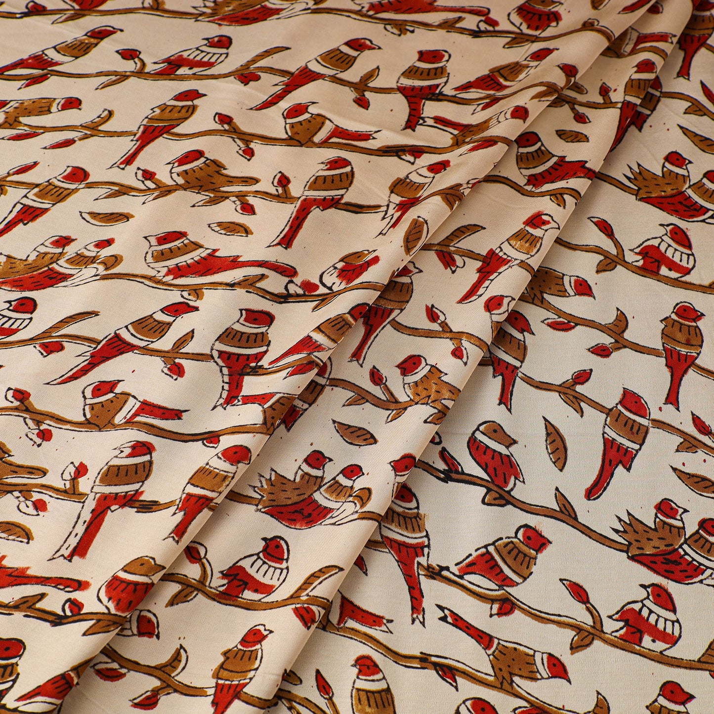 Beige - natural dyed bagru modal silk fabric 07