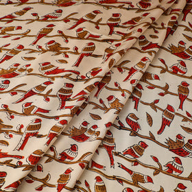 Beige - natural dyed bagru modal silk fabric 07