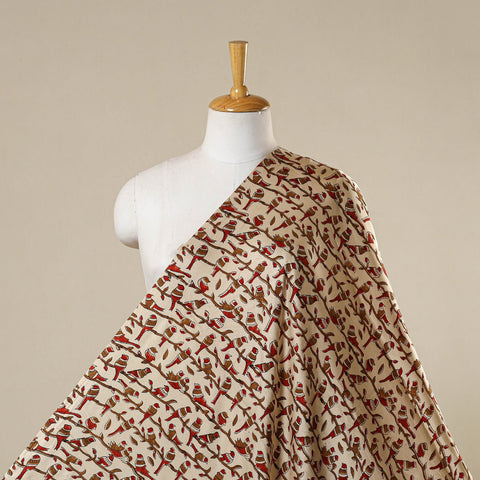 Beige - natural dyed bagru modal silk fabric 07