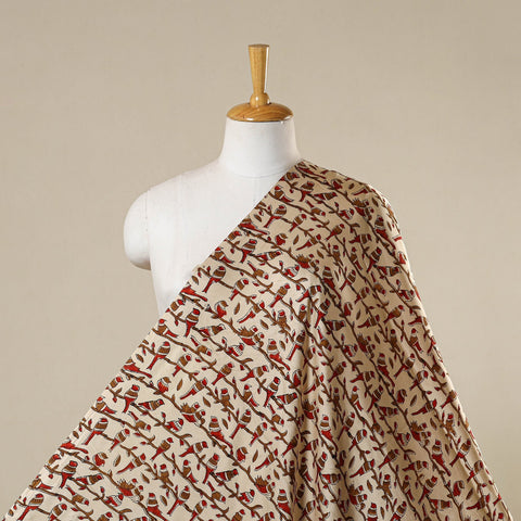 Beige - natural dyed bagru modal silk fabric 07