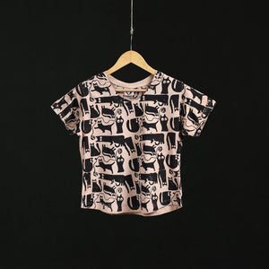 Natural dyed bindaas block art printed cotton v neck